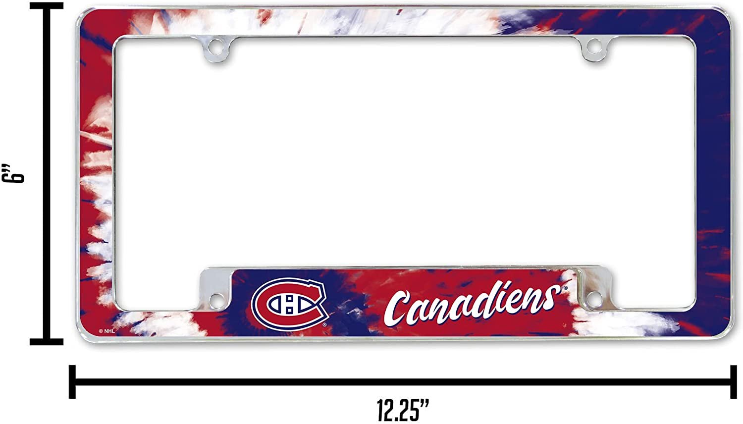 Montreal Canadiens Metal License Plate Frame Chrome Tag Cover Tie Dye Design 6x12 Inch 4