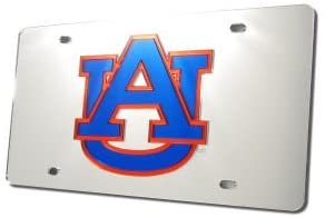 Auburn University Tigers Premium Laser Cut Tag License Plate, Mirrored Acrylic Inlaid, 6x12 Inch