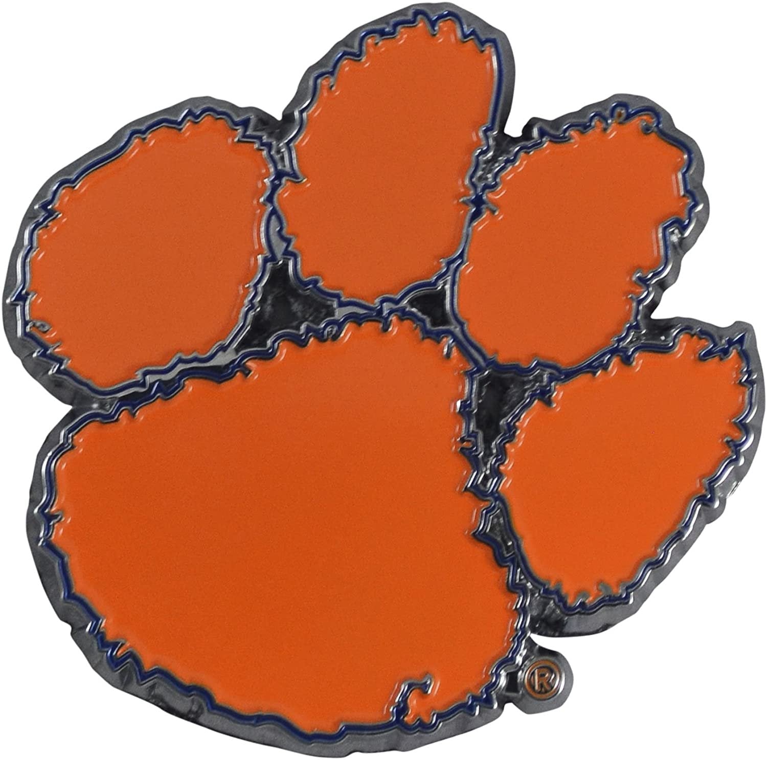 Clemson University Tigers Solid Metal Color Auto Emblem Raised Decal Adhesive Tape Backing 1
