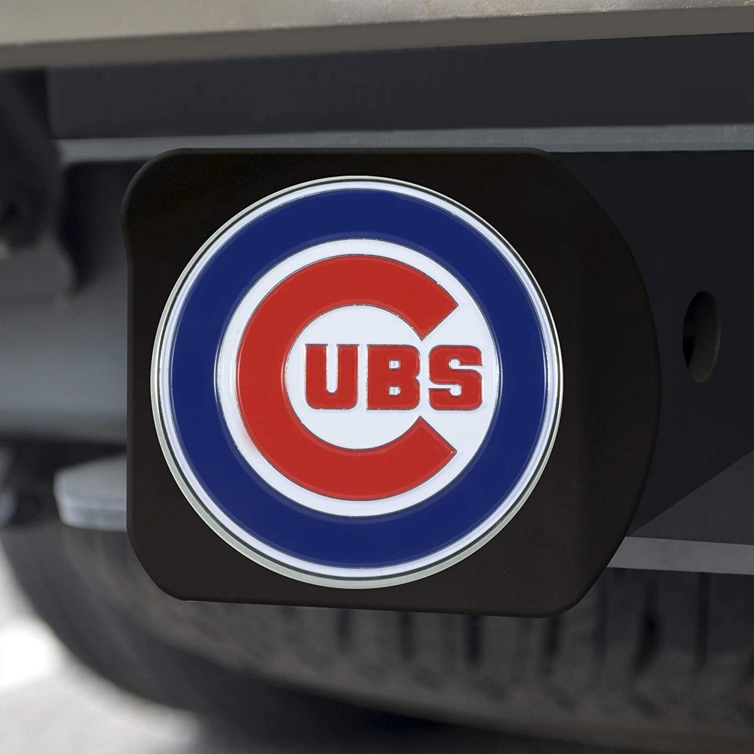 Chicago Cubs Hitch Cover Black Solid Metal with Raised Color Metal Emblem 2" Square Type III