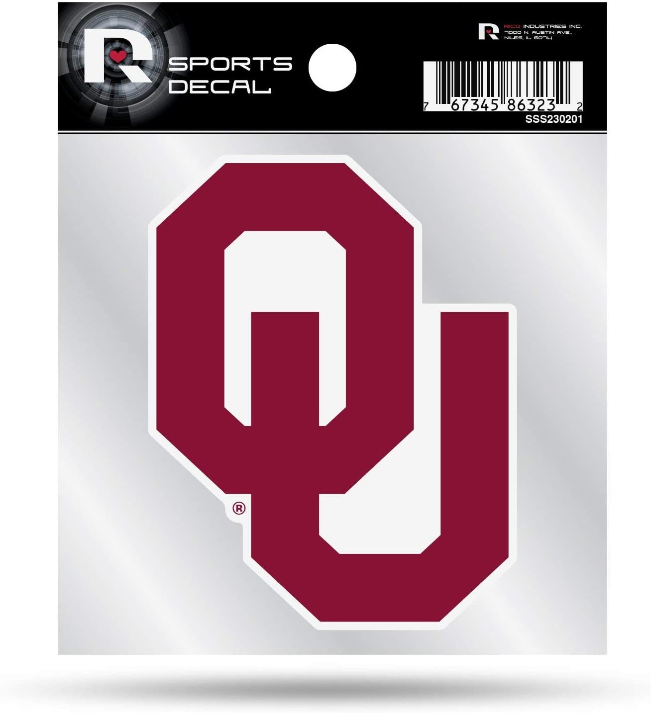 University of Oklahoma Sooners 4x4 Inch Die Cut Decal Sticker, Primary Logo, Clear Backing 1