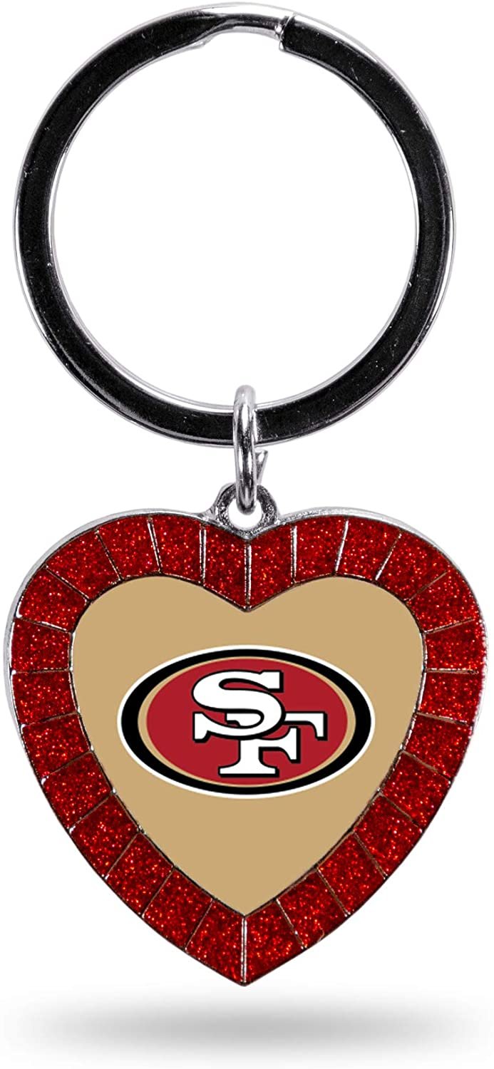 NFL San Francisco 49ers NFL Rhinestone Heart Colored Keychain, Red, 3-inches in length