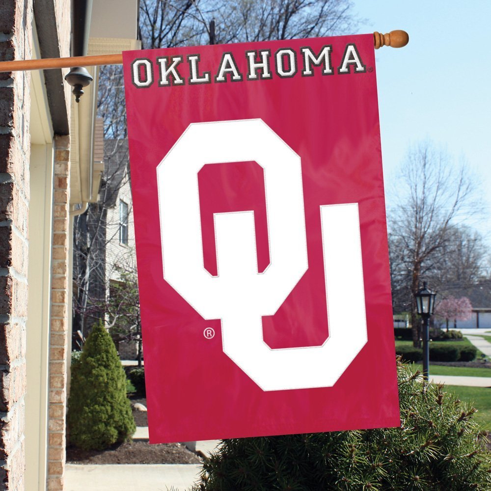 University of Oklahoma Sooners Premium House Banner Flag, Double Sided, Applique & Embroidered, 28x44 Inch
