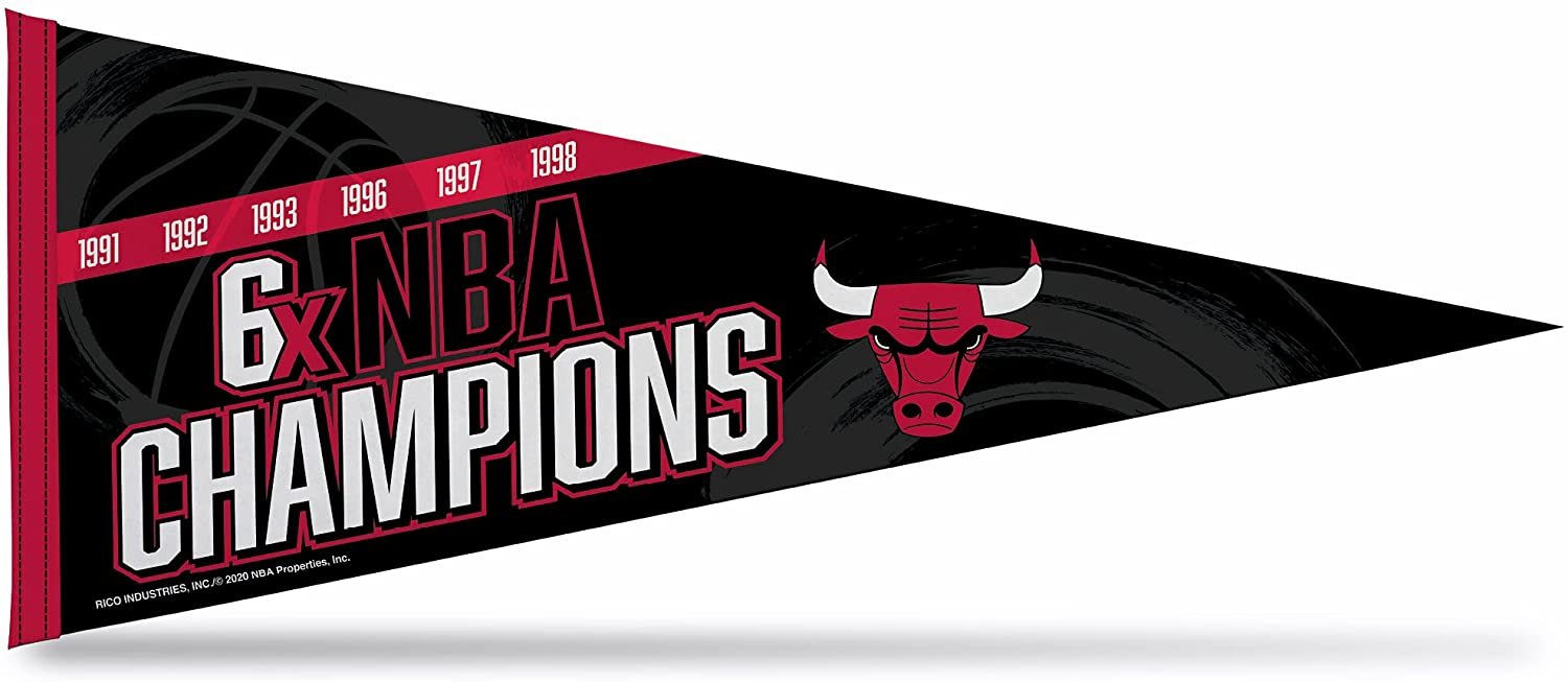 Chicago Bulls 6-Time NBA Champions Soft Felt Pennant, 12x30 Inch, Easy To Hang 1