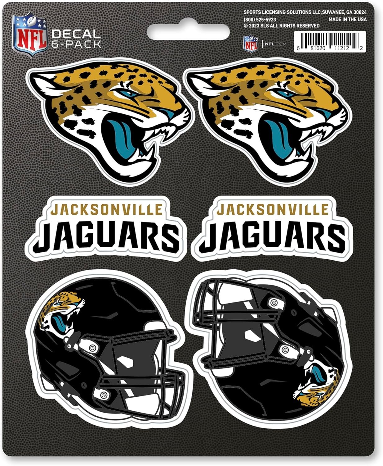 Jacksonville Jaguars 6-Piece Decal Sticker Set, 5x6 Inch Sheet, Gift for football fans for any hard surfaces around home, automotive, personal items 1