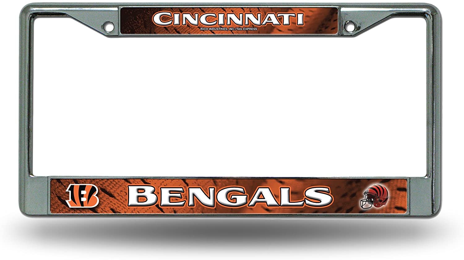 Cincinnati Bengals Premium Metal License Plate Frame Chrome Tag Cover, 12x6 Inch 1