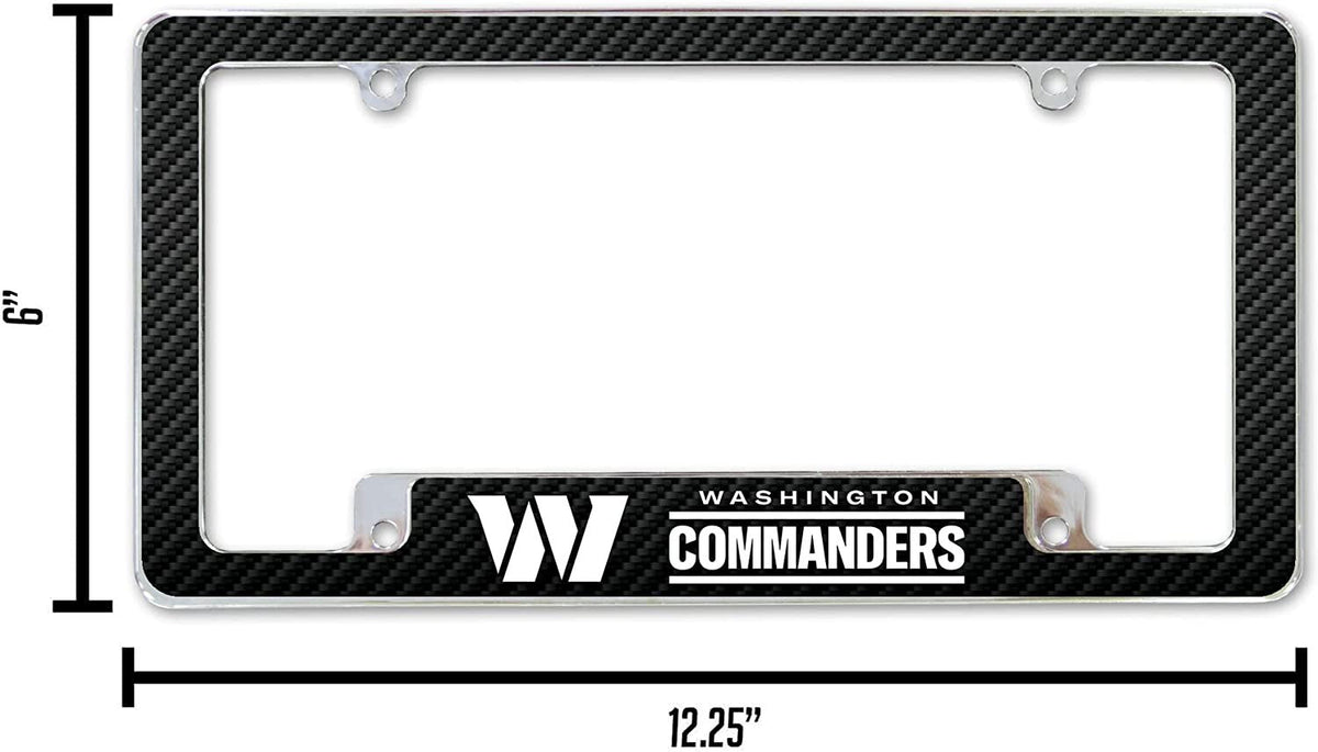Washington Commanders Metal License Plate Frame Tag Cover Carbon Fiber Design 12x6 Inch 4