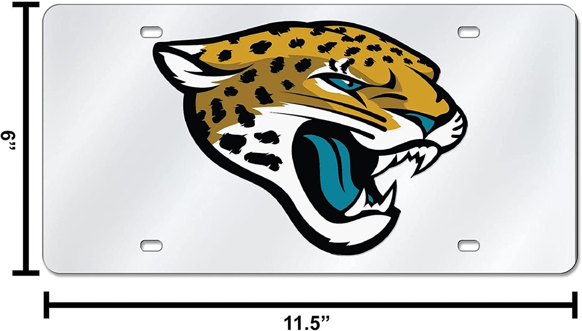 Jacksonville Jaguars Premium Laser Cut Tag License Plate, Mirrored Acrylic Inlaid, 12x6 Inch 4