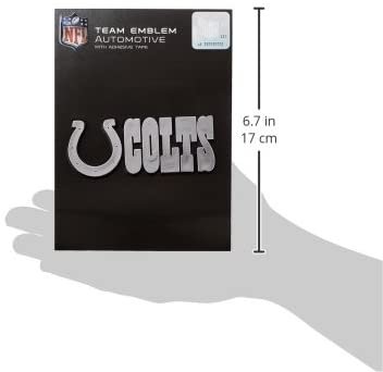 Indianapolis Colts Auto Emblem, Plastic Molded, Silver Chrome Color, Raised 3D Effect, Adhesive Backing 2