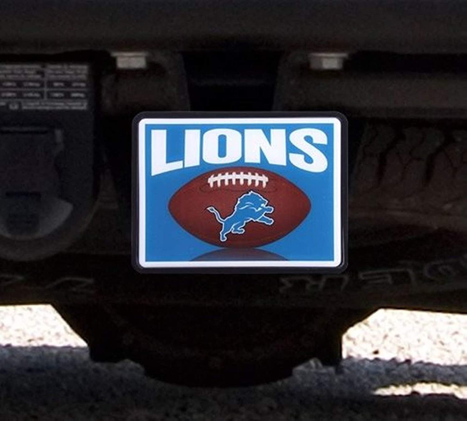 Detroit Lions Plastic Universal Bumper Trailer Auto Hitch Cover Football Design 1