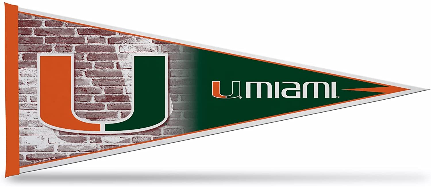 University of Miami Hurricanes Soft Felt Pennant, Primary Design, 12x30 Inch, Easy To Hang 1