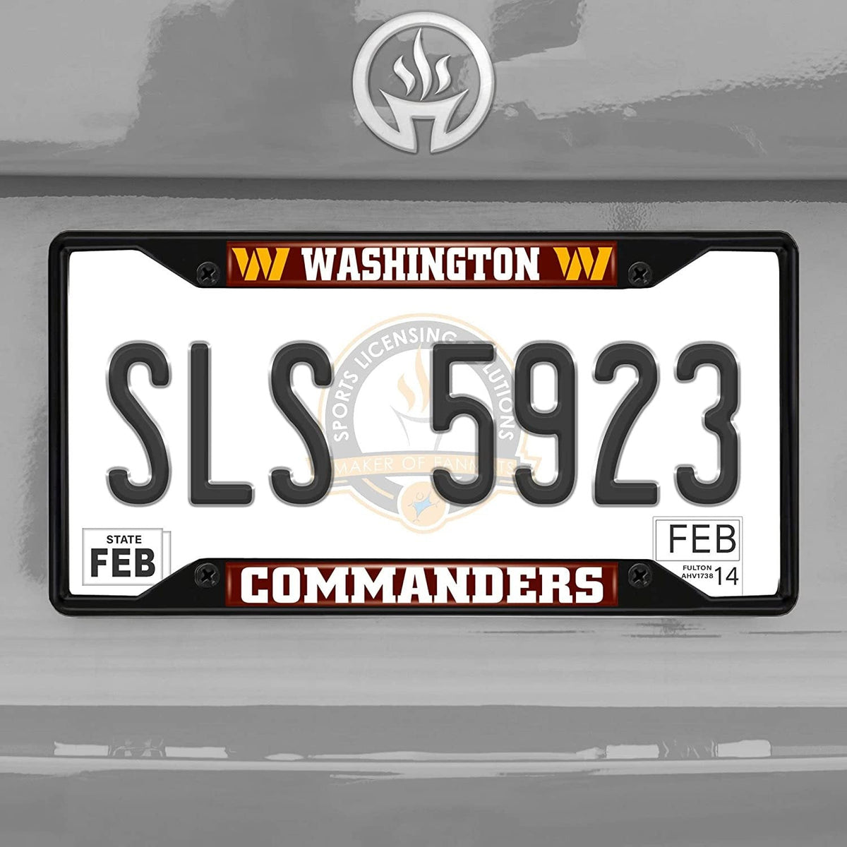 Washington Commanders Black Metal License Plate Frame Tag Cover