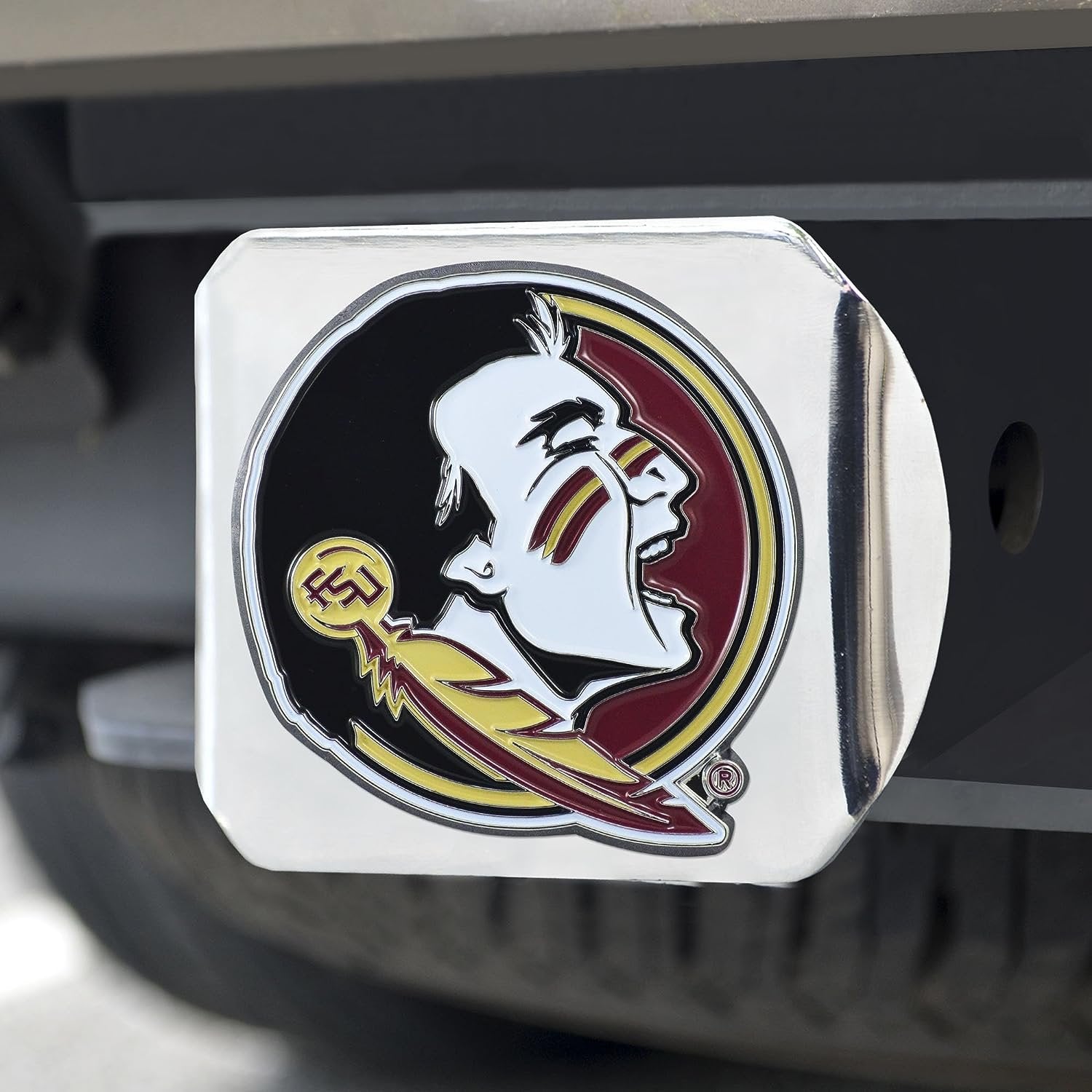 Florida State University Seminoles Hitch Cover Solid Metal Color Emblem 2 Inch Square Type III