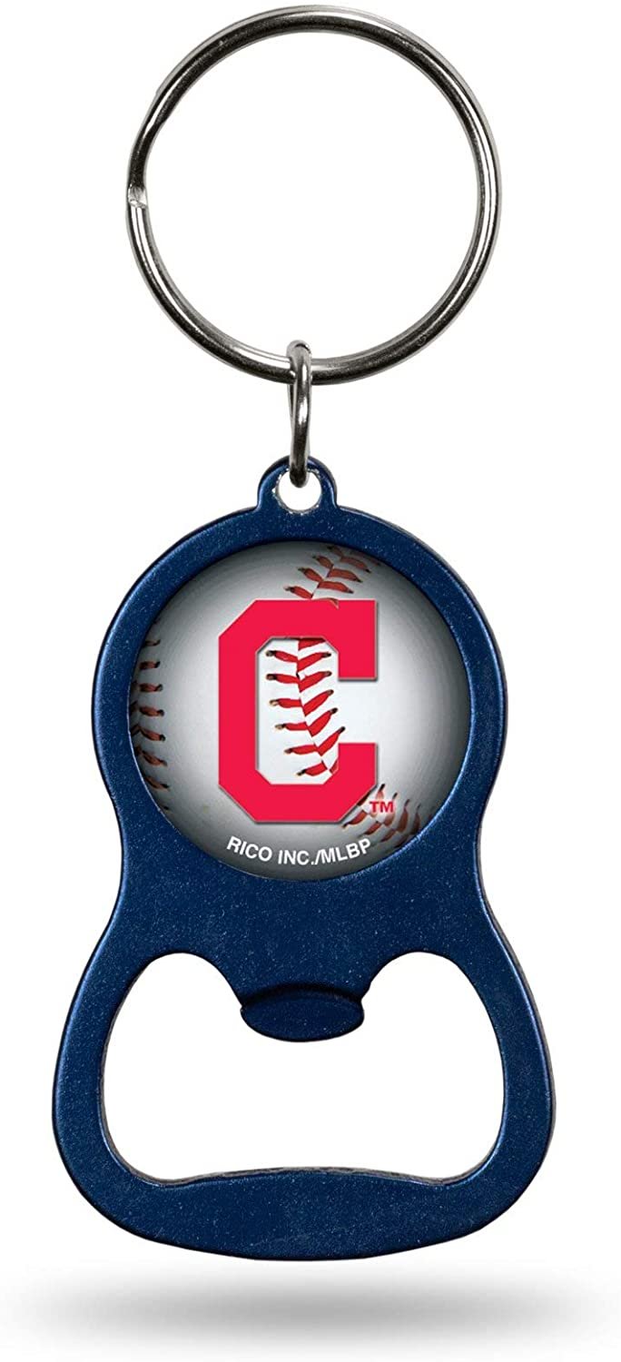Cleveland Indians Guardians Premium Solid Metal Bottle Opener Keychain, Key Ring, Team Color 1