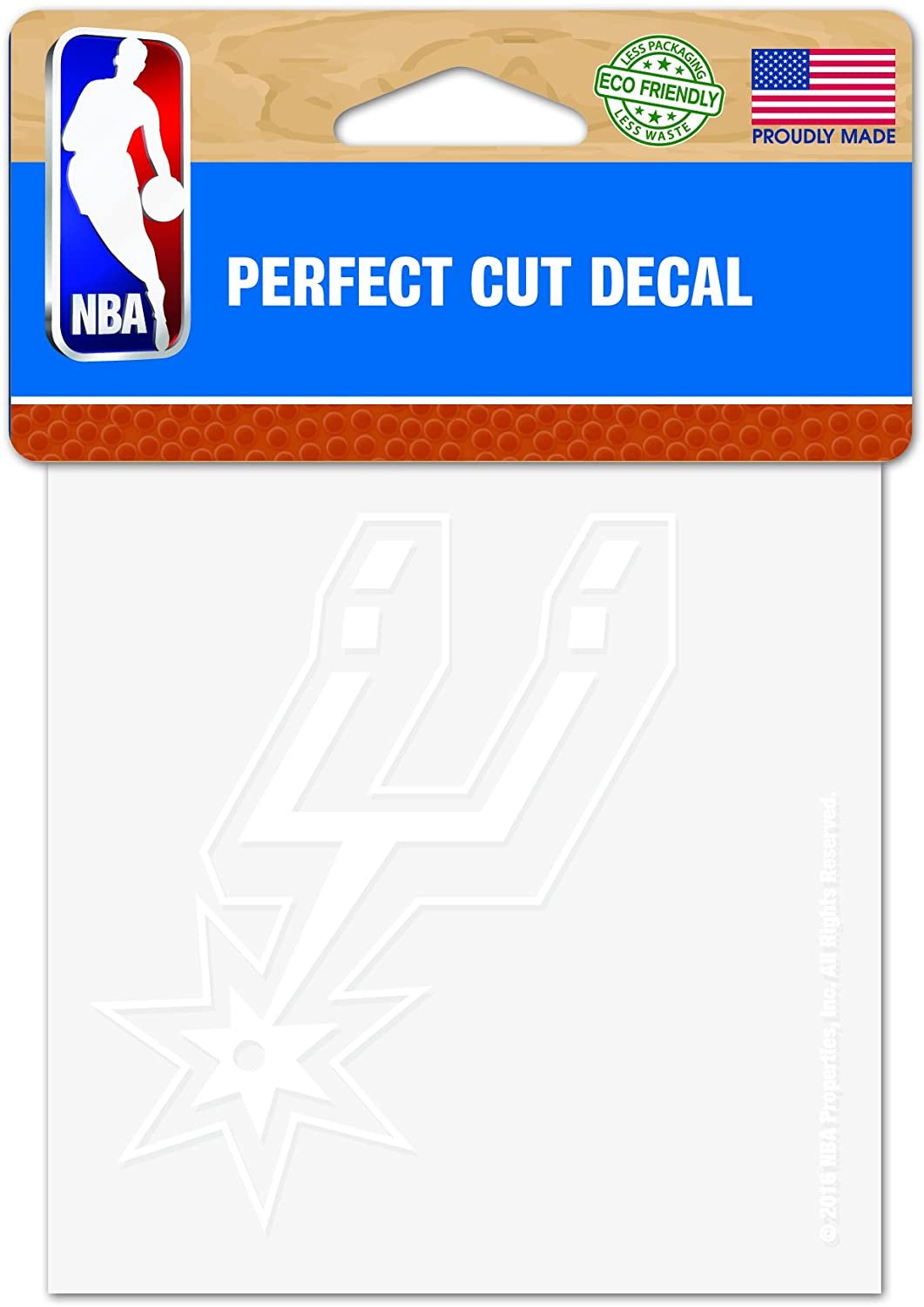 San Antonio Spurs 4x4 Inch Die Cut Decal Sticker, White Logo, Clear Backing 1