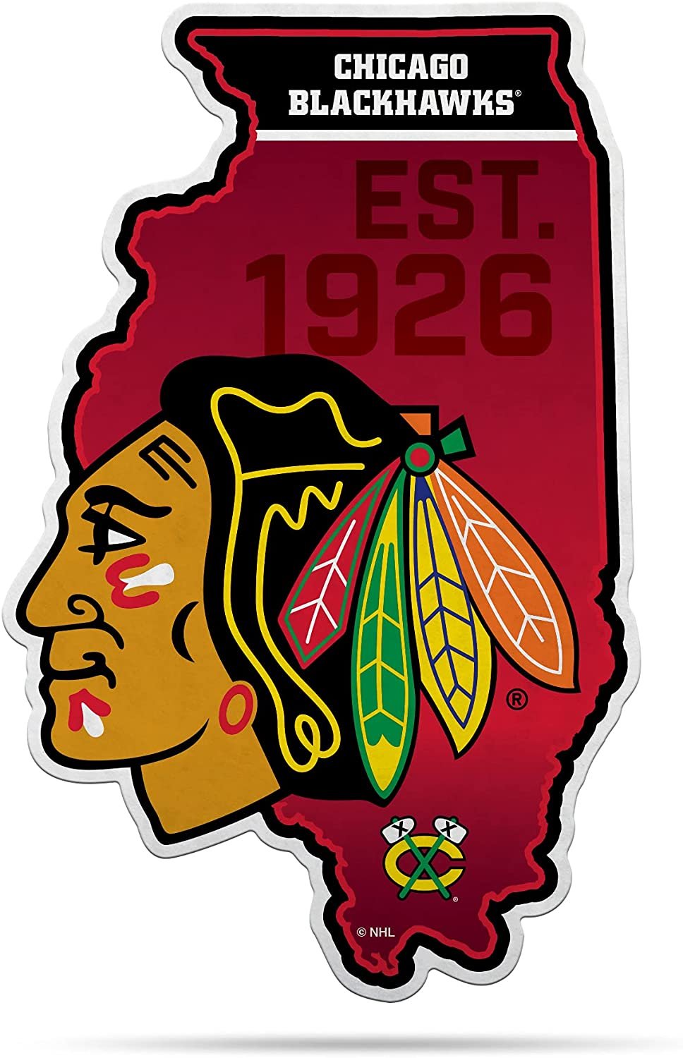 Chicago Blackhawks 18" State Shape Pennant Soft Felt