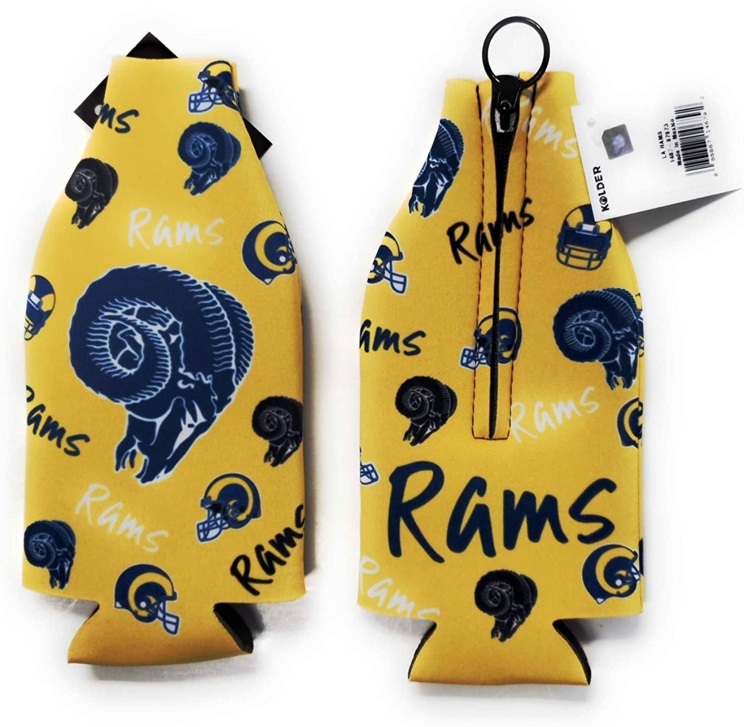 Los Angeles Rams Retro Flashback Design 2-Pack Zipper Bottle Neoprene Beverage Holder Cooler Coolie Football 1