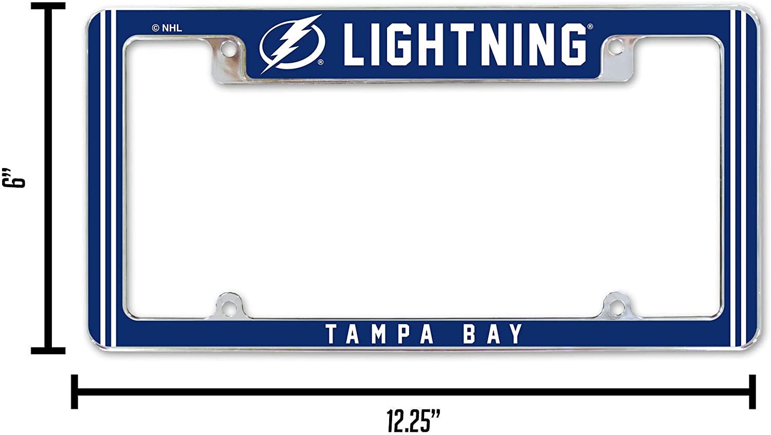Tampa Bay Lightning Metal License Plate Frame Chrome Tag Cover Alternate Design 6x12 Inch 5