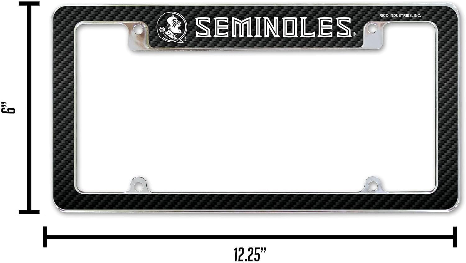 Florida State University Seminoles Metal License Plate Frame Chrome Tag Cover 12x6 Inch Carbon Fiber Design 5
