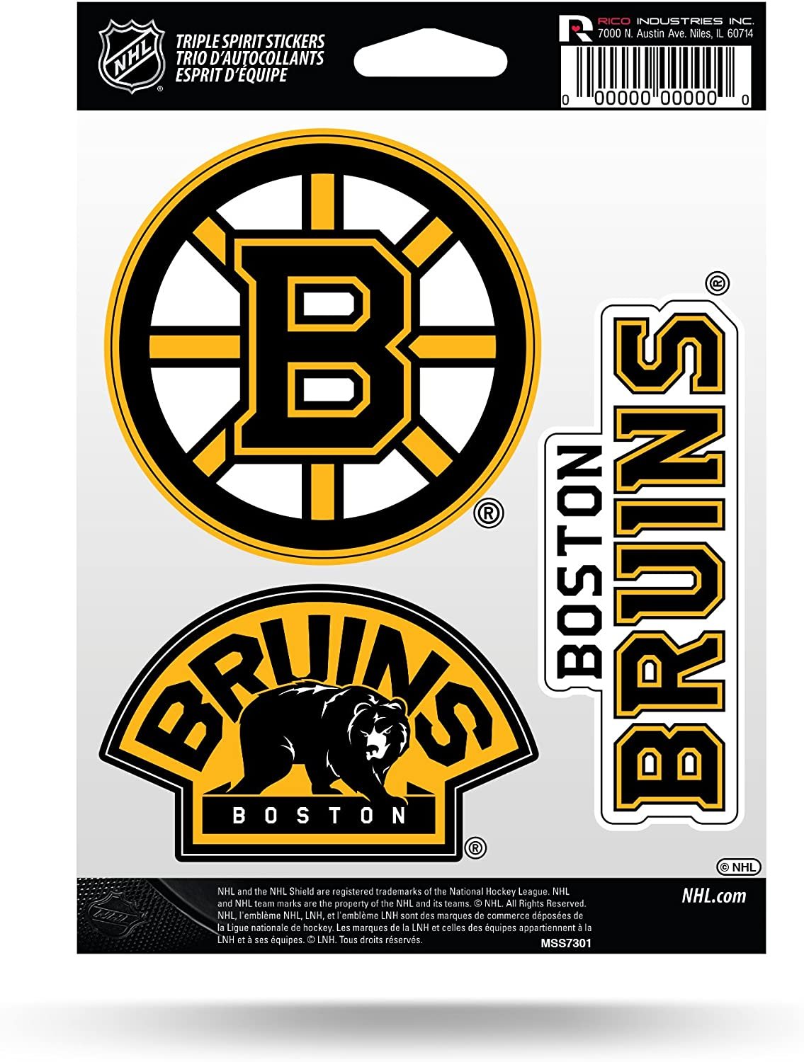 Boston Bruins Triple Sticker Decal Sheet 3-Piece