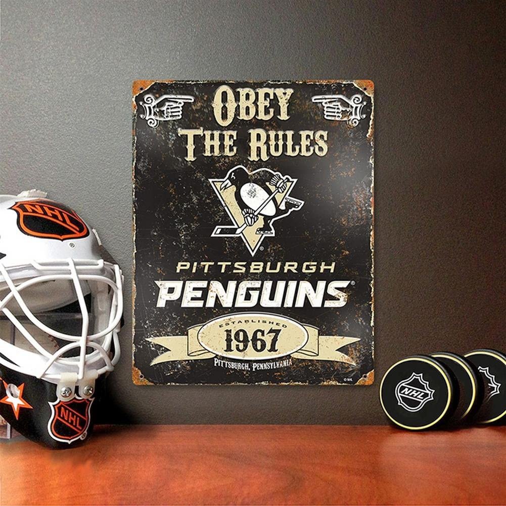 Pittsburgh Penguins Large 14.5x11.5 Inch Heavy Duty Metal Wall Pub Sign Embossed Vintage Design 2