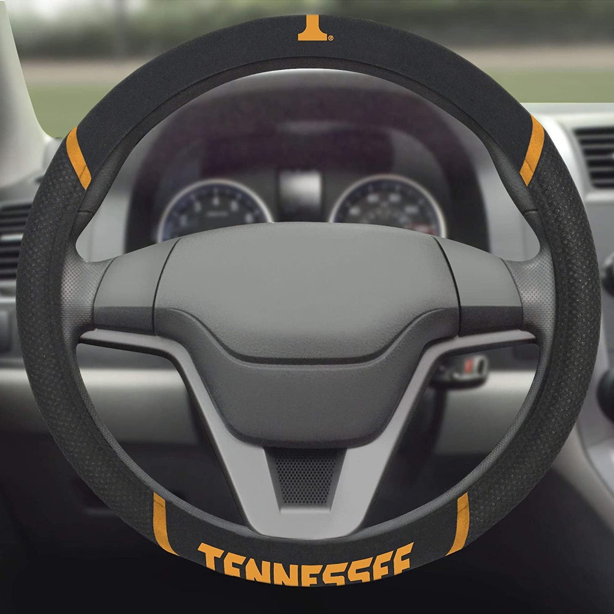 Tennessee Volunteers Steering Wheel Cover Premium Embroidered Black 15 Inch University of 3