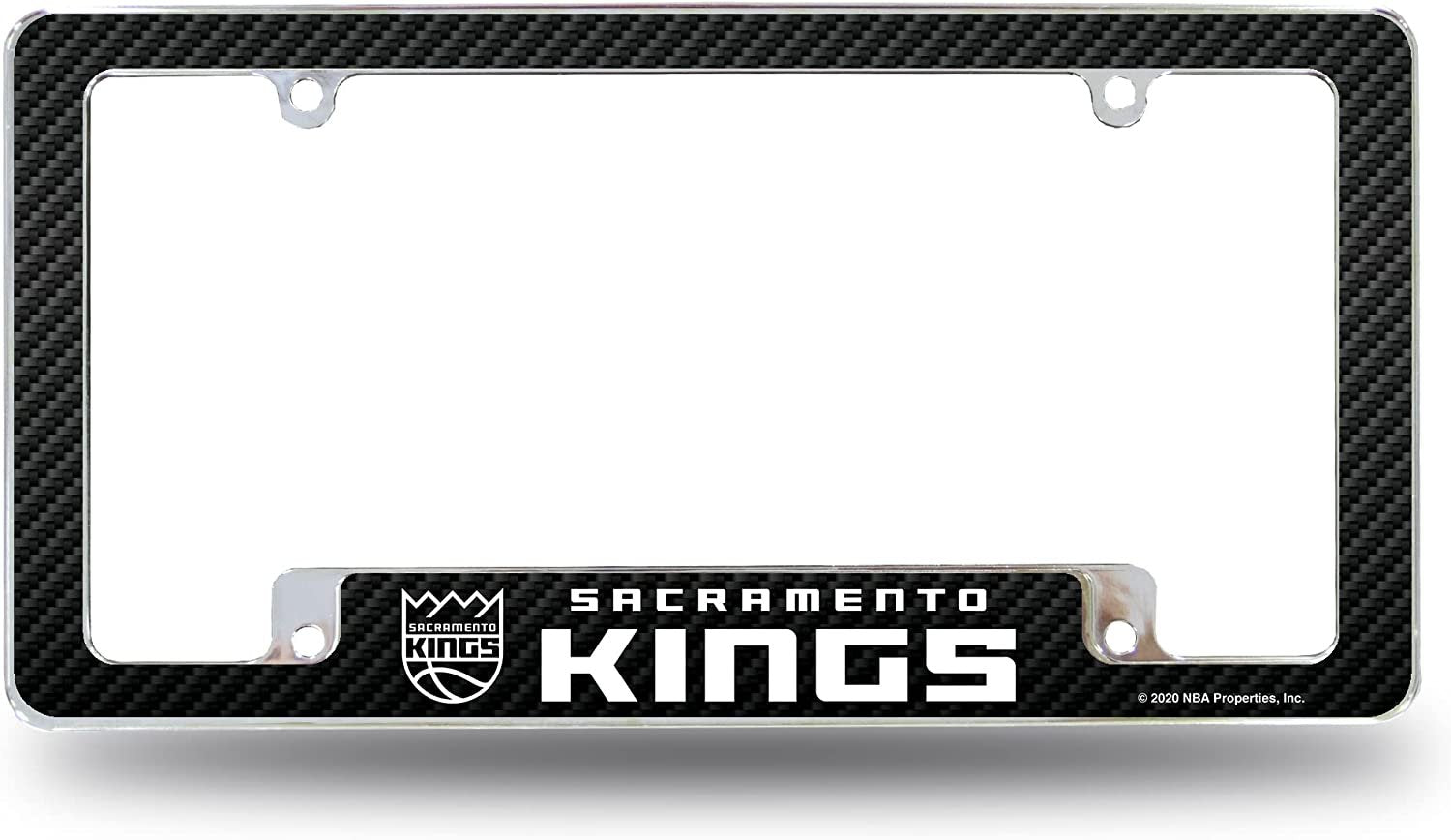 Sacramento Kings Metal License Plate Frame Chrome Tag Cover Carbon Fiber Design 6x12 Inch 1