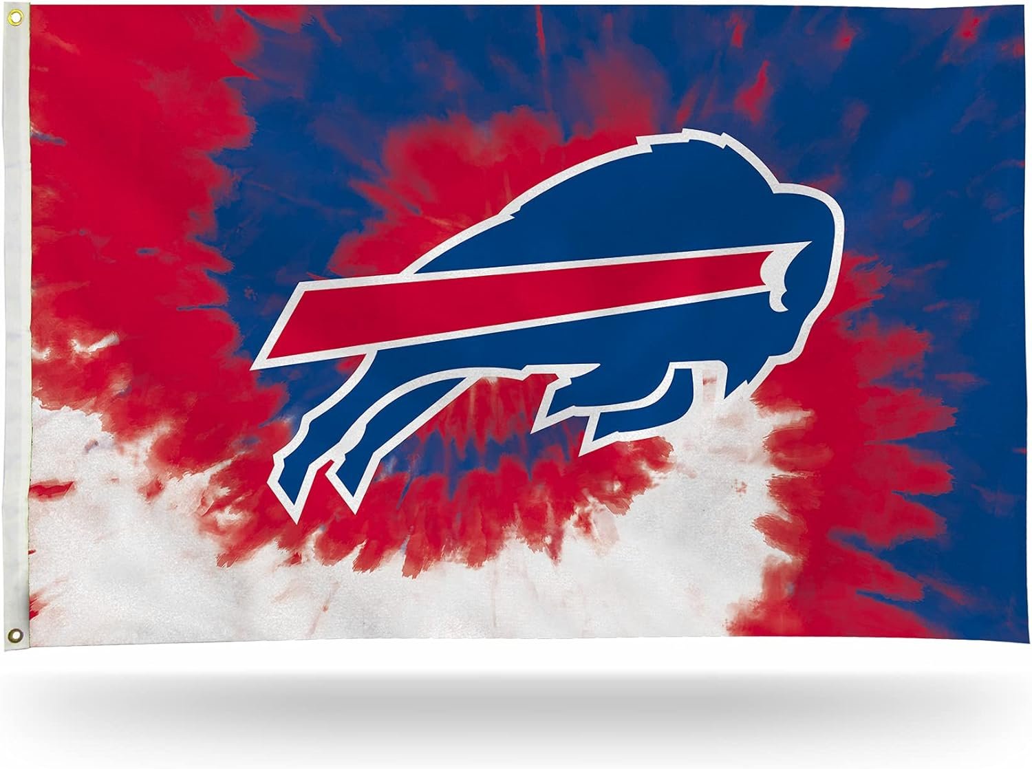 Rico Industries NFL Buffalo Bills Tie-Dye 3' x 5' Banner Flag 3' x 5' Banner Flag Single Sided - Indoor or Outdoor - Home Décor, White 1