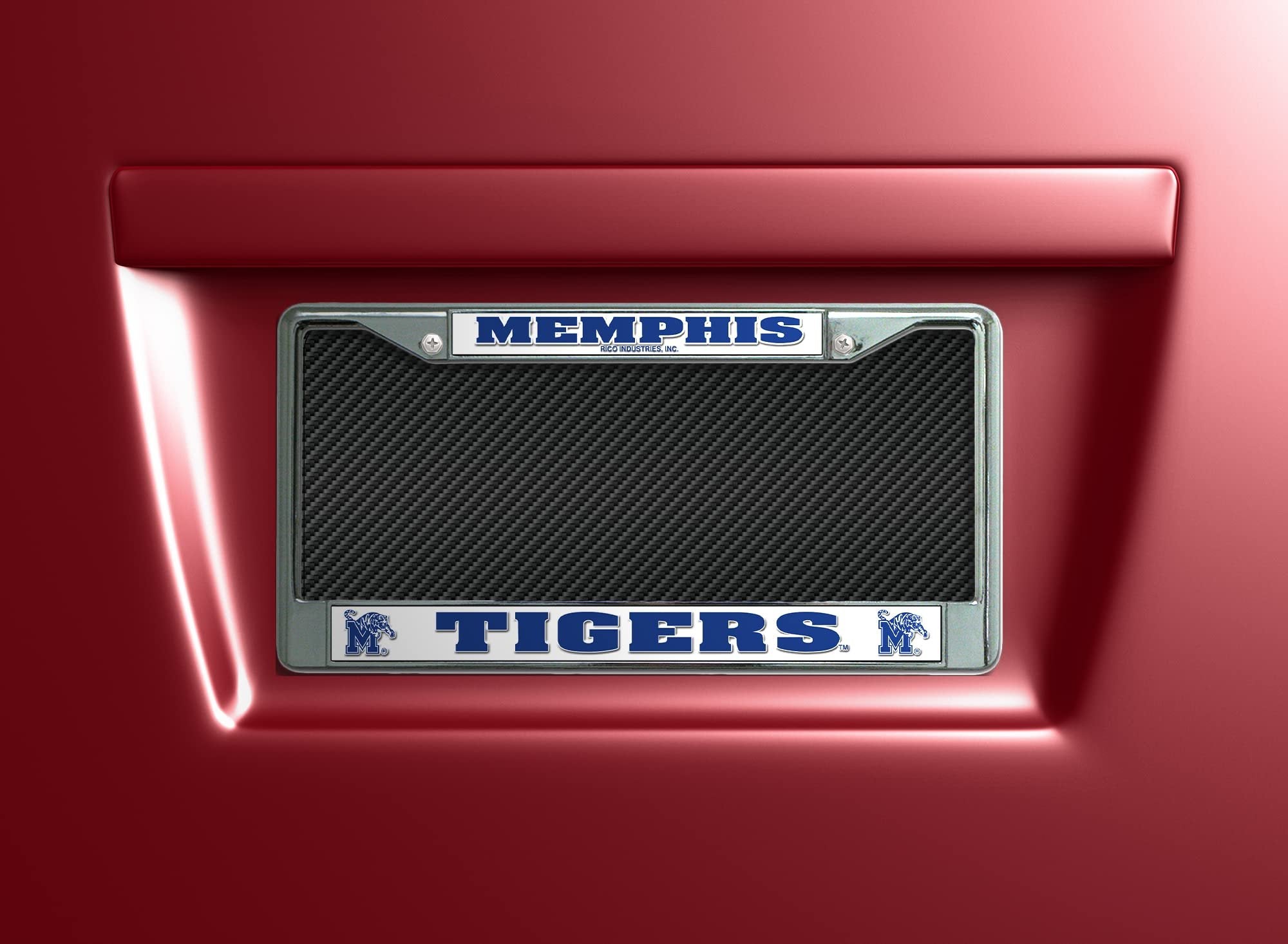 University of Memphis Tigers Chrome Metal License Plate Frame Tag Cover, 12x6 Inch