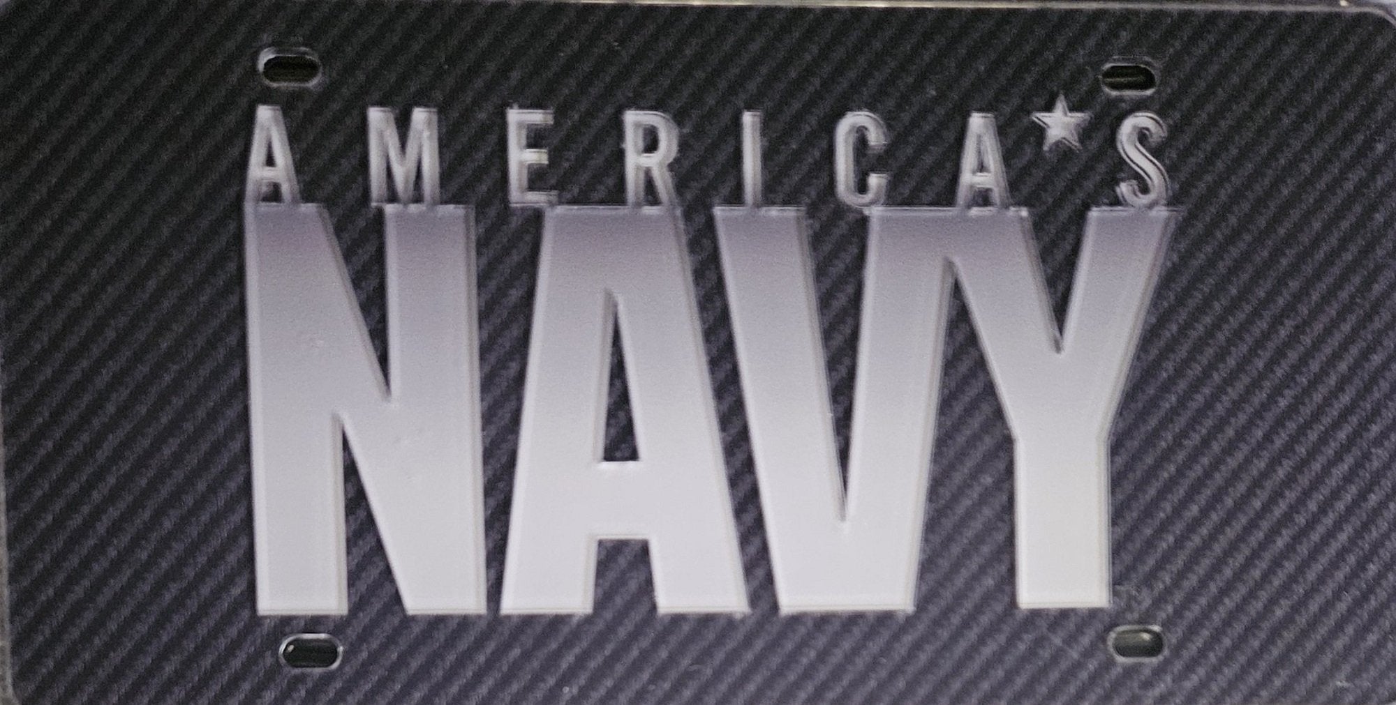 United States Navy Military Premium Laser Cut Tag License Plate, Mirrored Acrylic Inlaid, 12x6 Inch 1