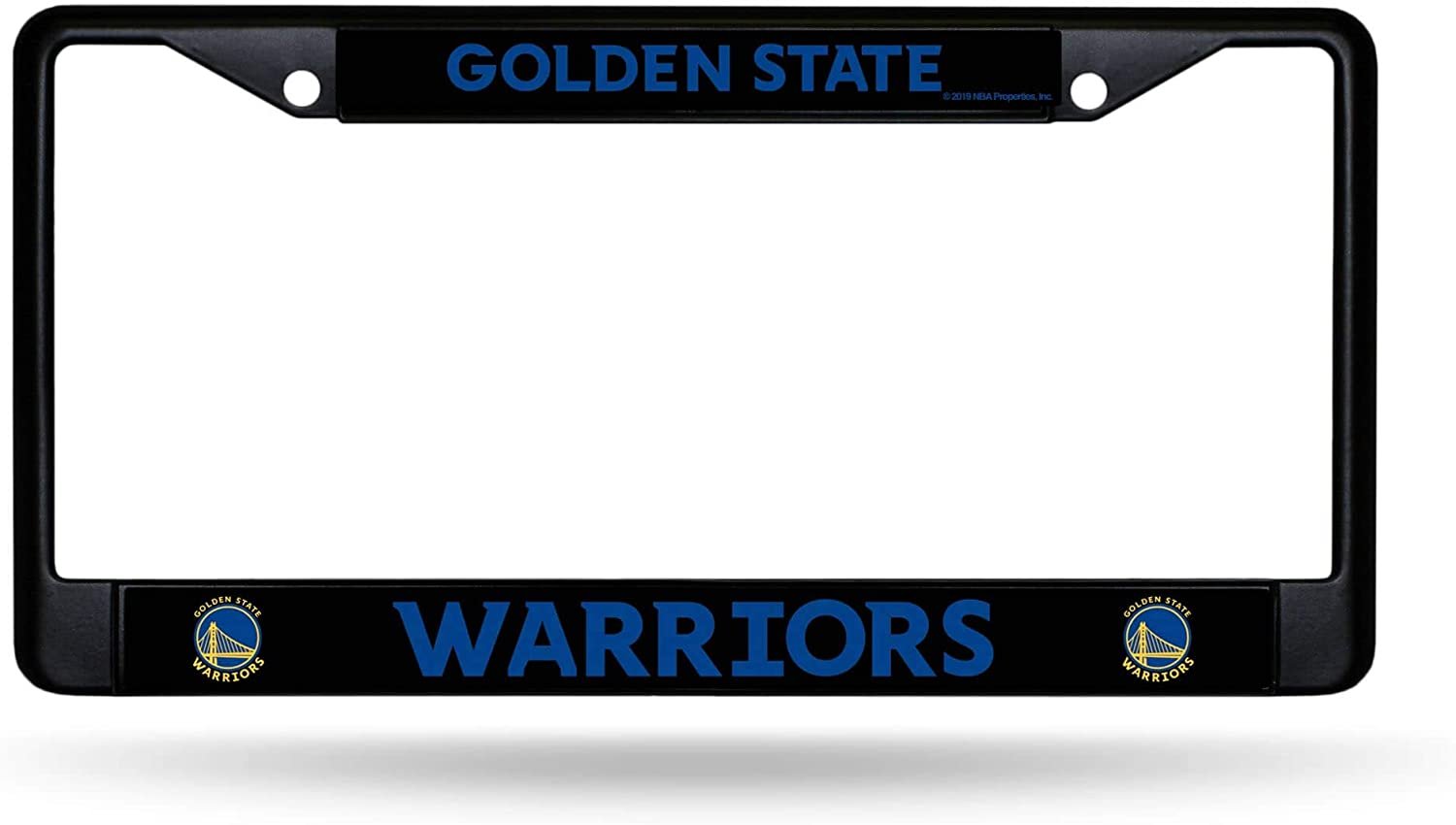 Golden State Warriors Black Metal License Plate Frame Chrome Tag Cover 6x12 Inch