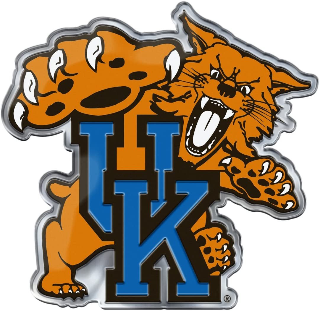 University of Kentucky Wildcats Premium Aluminum Metal Raised Auto Emblem, Alternate Logo, Color Embossed, Full Adhesive Backing 1