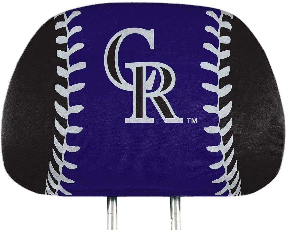 Colorado Rockies Pair of Premium Auto Head Rest Covers, Full Color Printed, Elastic, 14x10 Inch 1