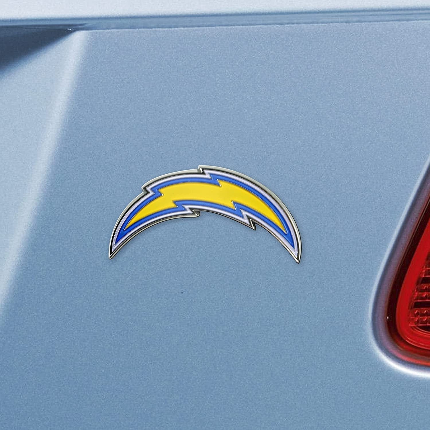 Los Angeles Chargers Premium Solid Metal Raised Auto Emblem, Team Color, Shape Cut, Adhesive Backing 2