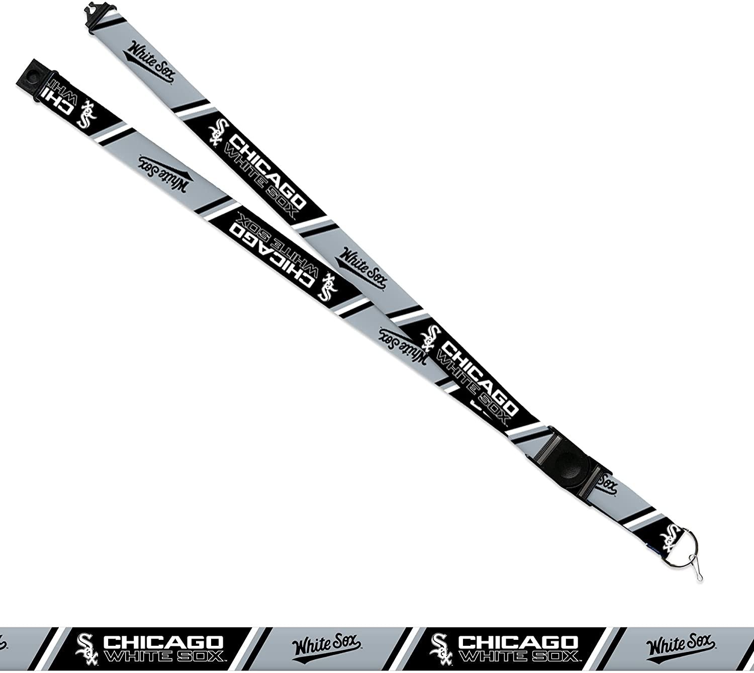 Chicago White Sox Lanyard Keychain Double Sided 18 Inch Button Clip Safety Breakaway 2