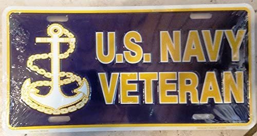 United States Navy Metal Auto Tag License Plate, Veteran Design, 6x12 Inch 1