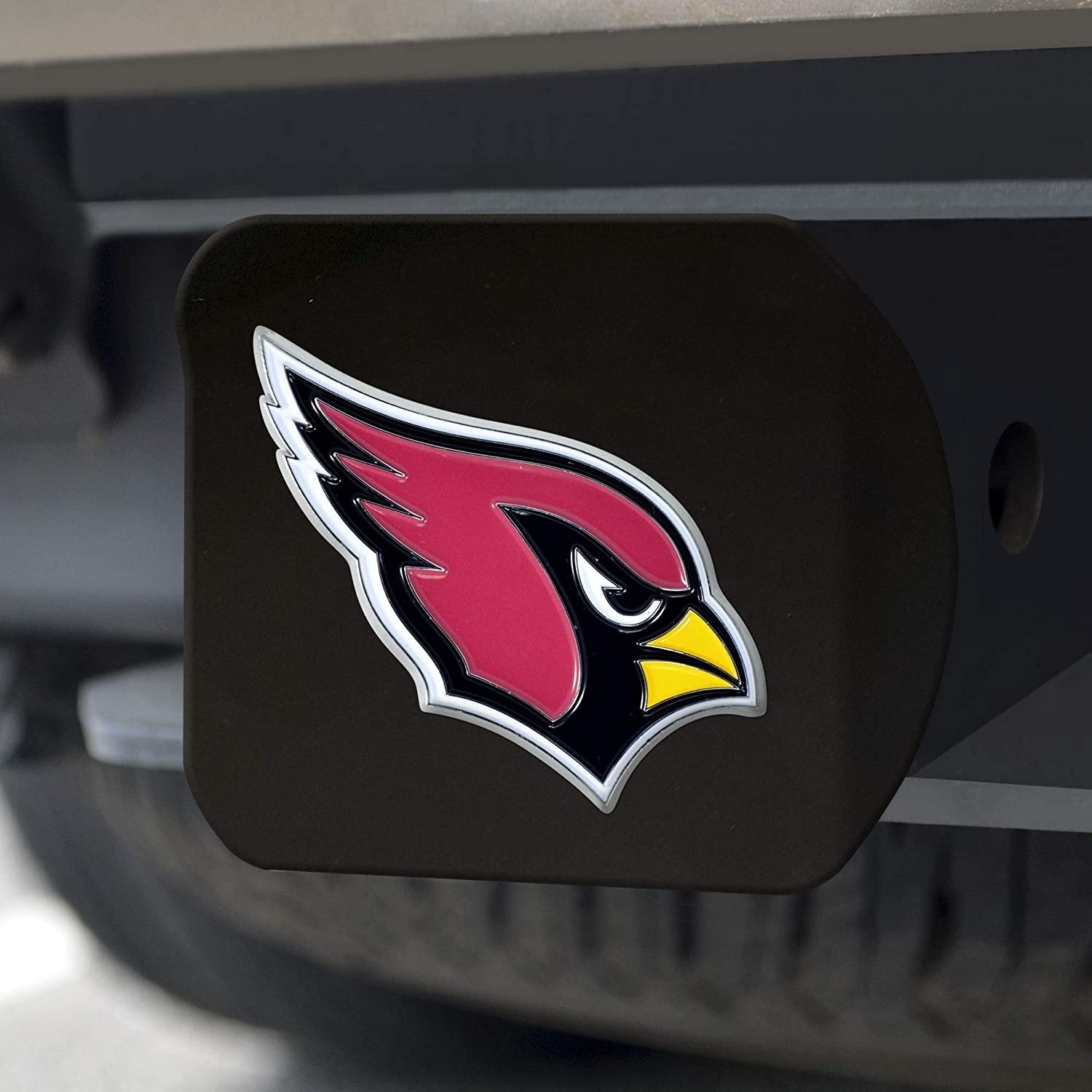 Arizona Cardinals Hitch Cover Black Solid Metal with Raised Color Metal Emblem 2" Square Type III