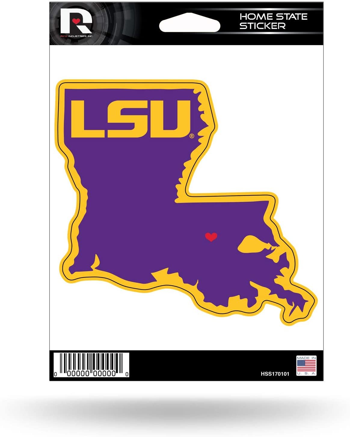 Louisiana State University LSU Tigers 5 Inch Sticker Decal, Home State Design, Flat Vinyl, Full Adhesive Backing