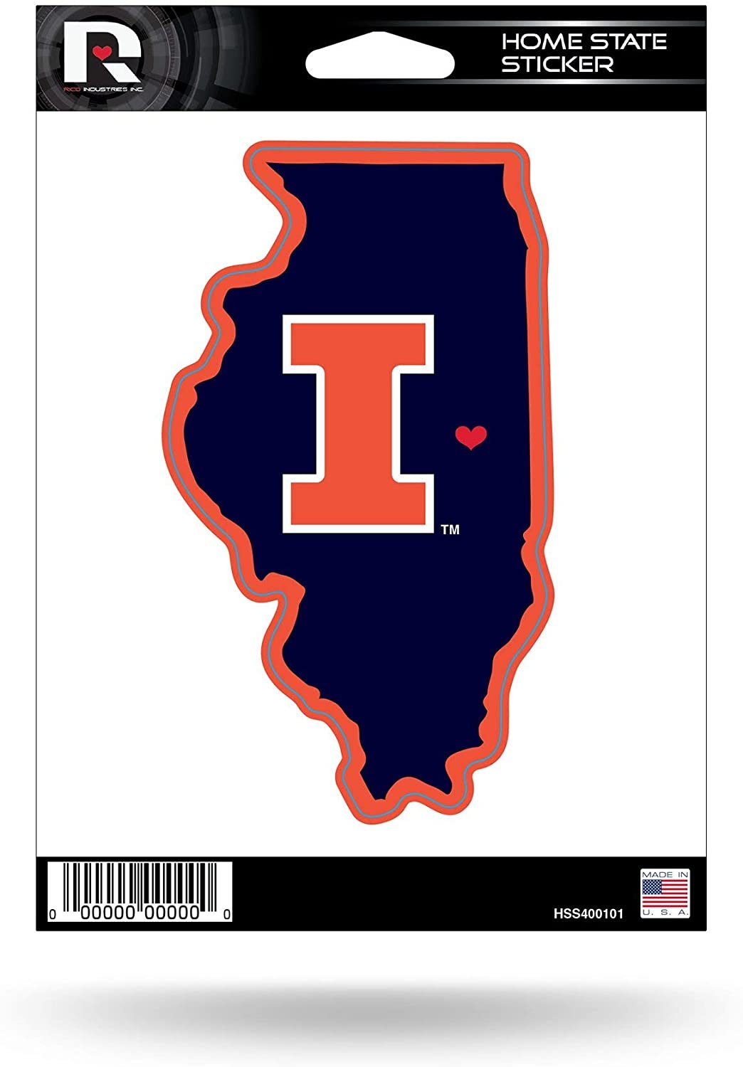 University of Illinois Illini 5 Inch Sticker Decal, Home State Design, Flat Vinyl, Full Adhesive Backing 1
