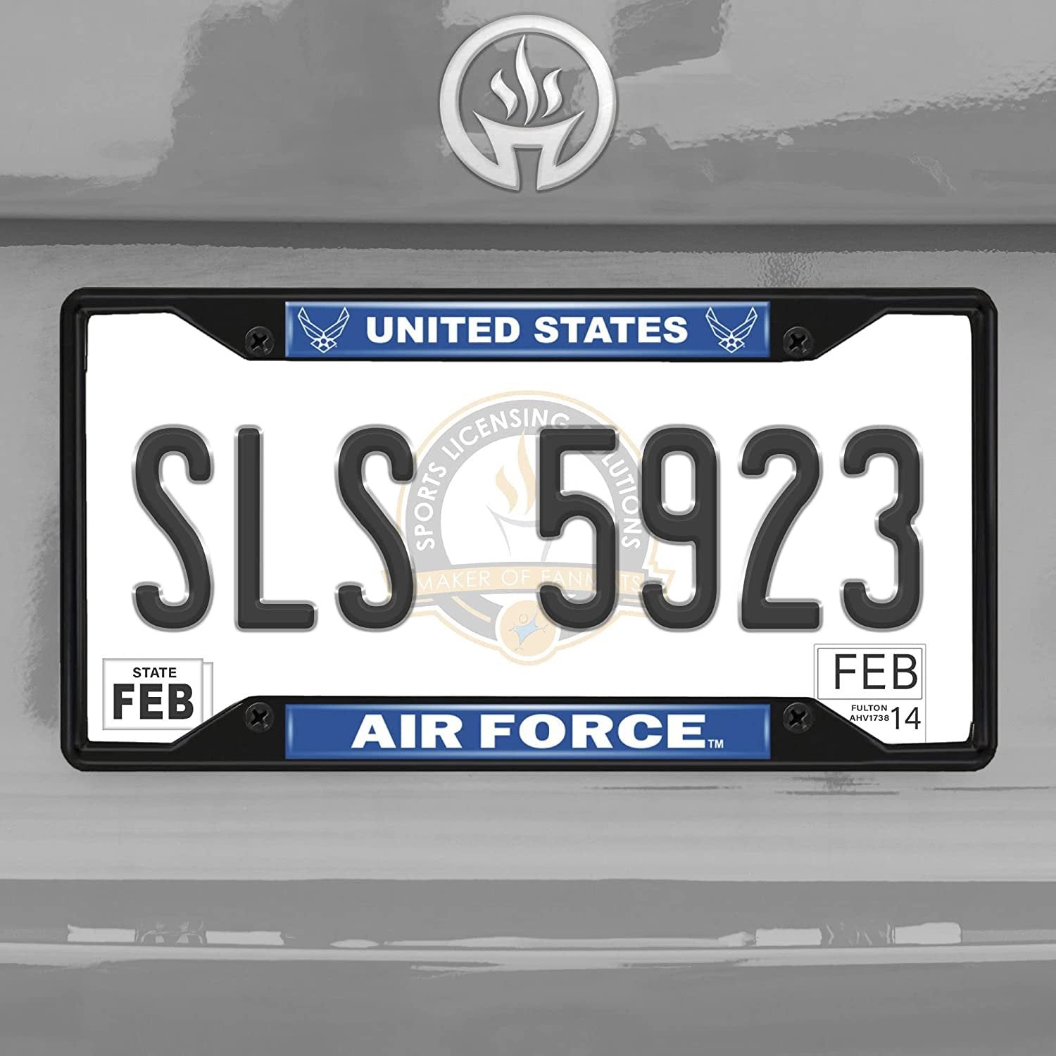FANMATS 31293 U.S. Air Force Metal License Plate Frame Black Finish