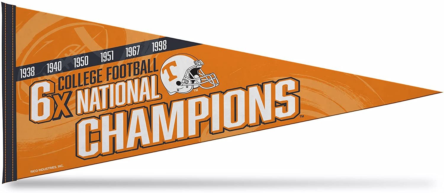 University of Tennessee Volunteers 6-Time Champions Soft Felt Pennant, 12x30 Inch, Easy To Hang 1