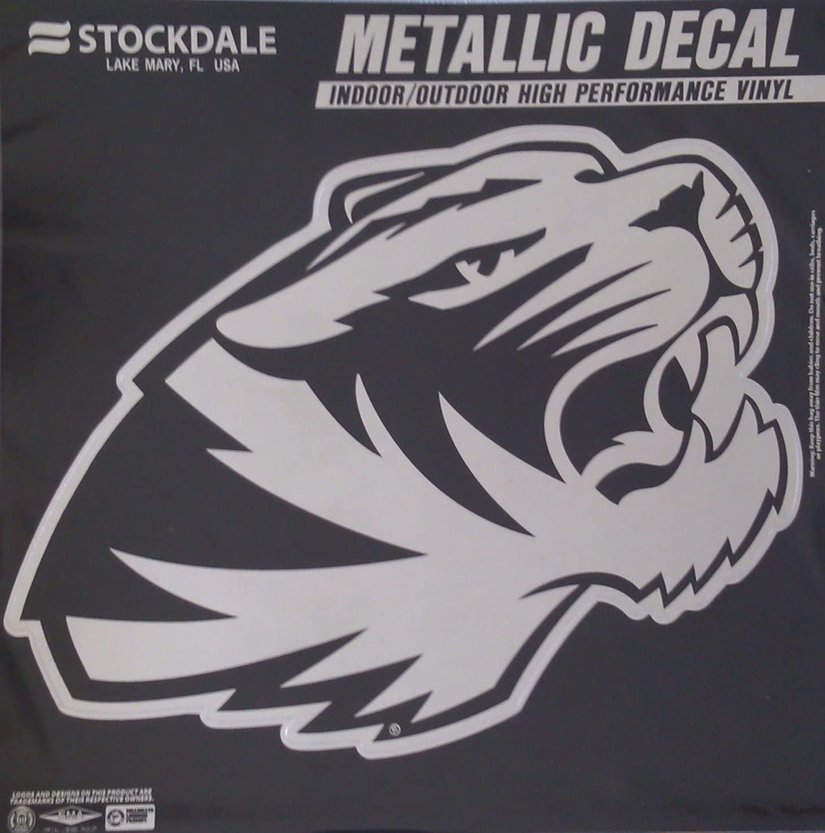 University of Missouri Tigers 6 Inch Decal Sticker, Metallic Chrome Shimmer Design