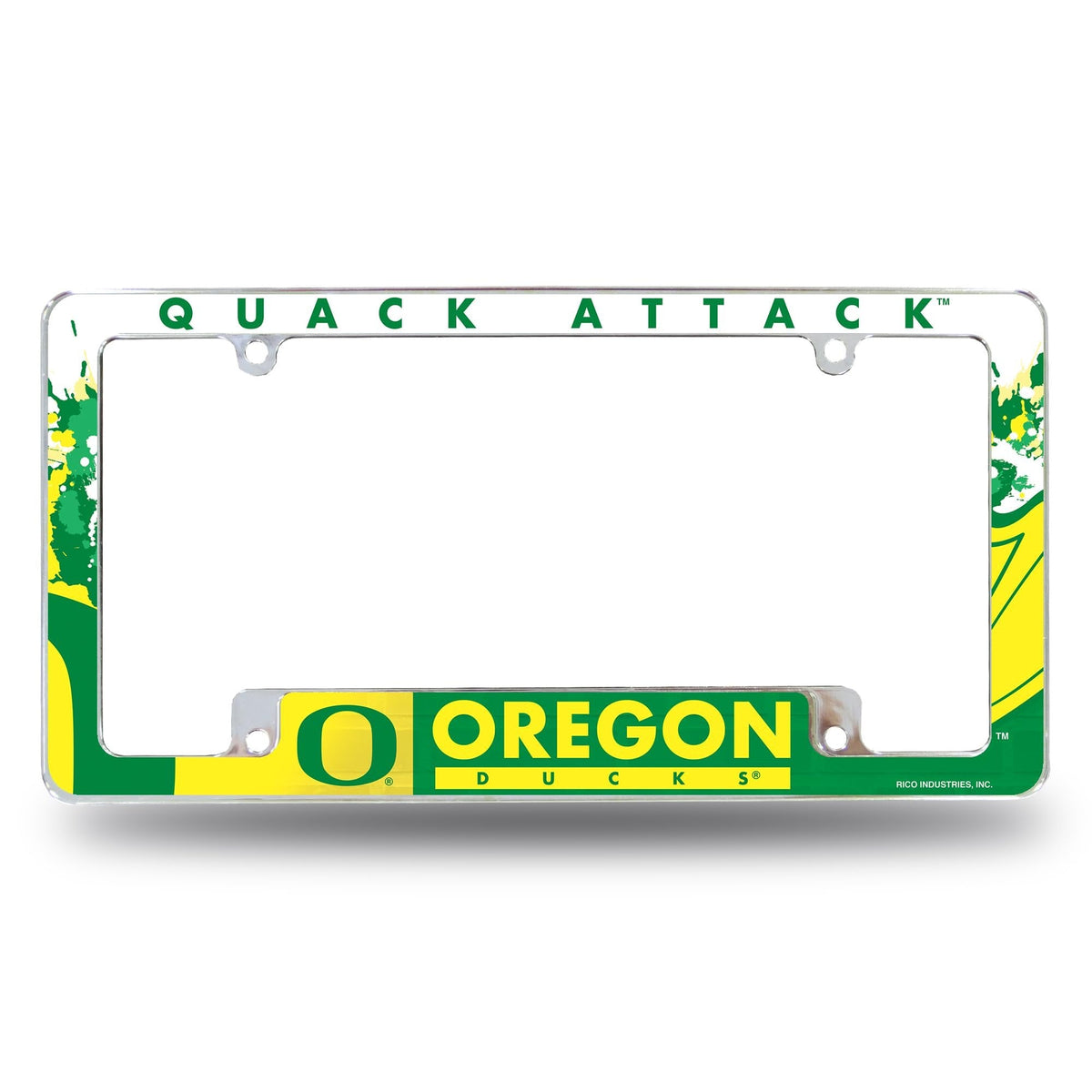 University of Oregon Ducks Metal License Plate Frame Chrome Tag Cover, All Over Design, 6x12 Inch