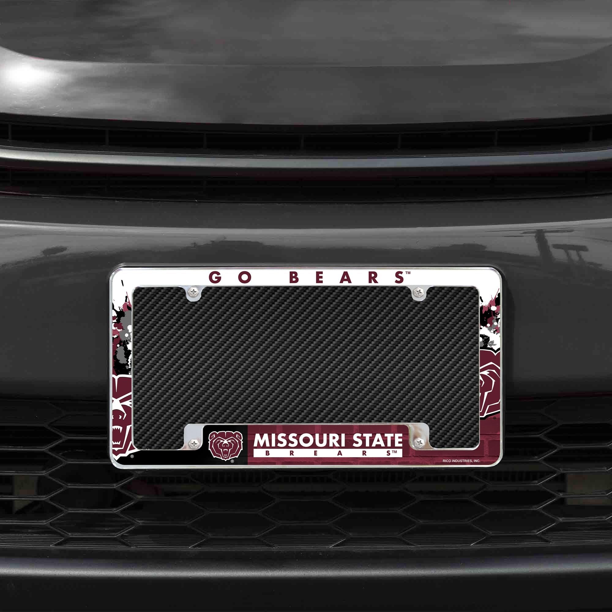 Rico Industries NCAA Missouri State Bears Primary 12" x 6" Chrome All Over Automotive License Plate Frame for Car/Truck/SUV