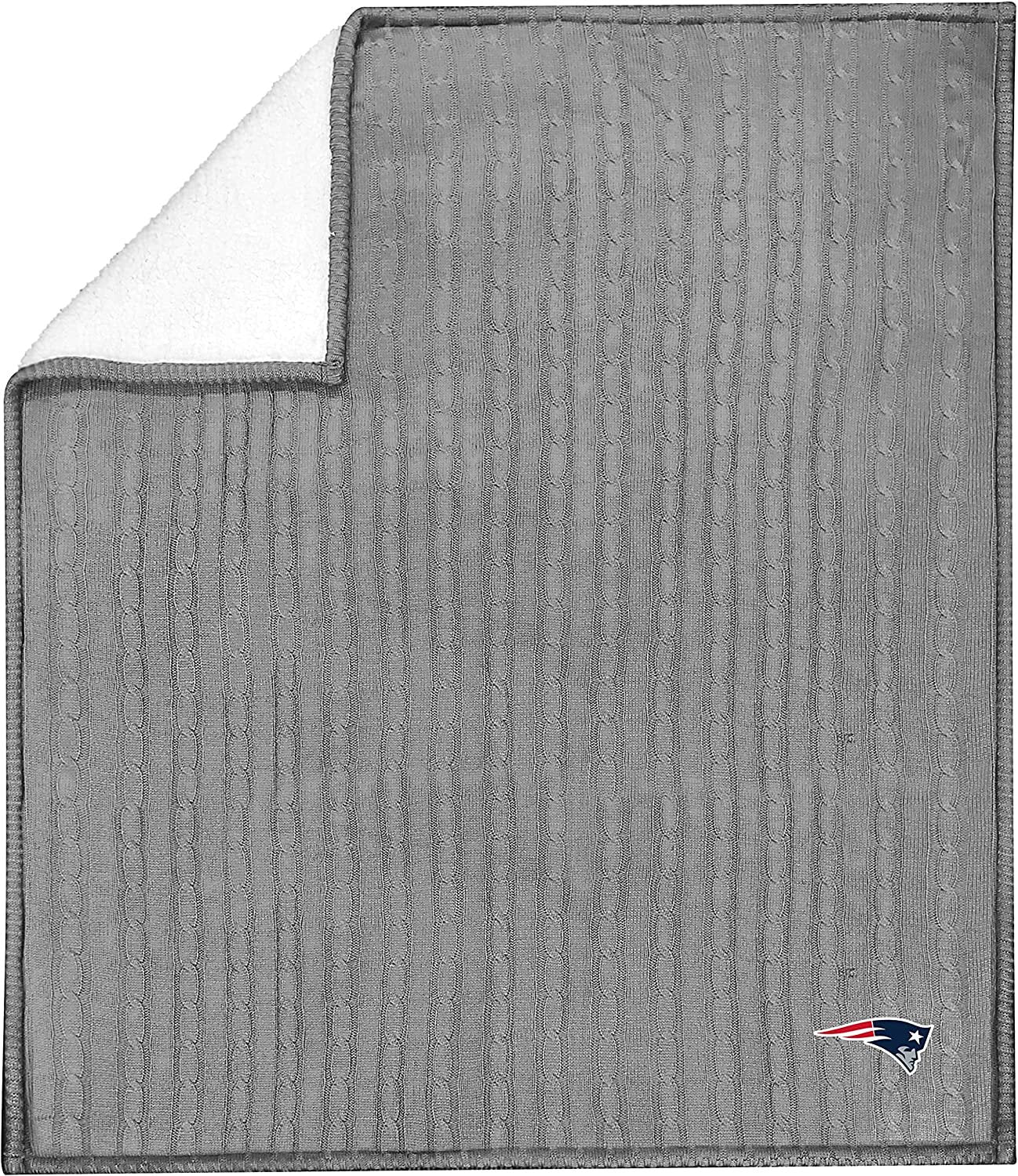New England Patriots Cable Sweater Knit Sherpa Throw Blanket 50x60 Inch Adult 1