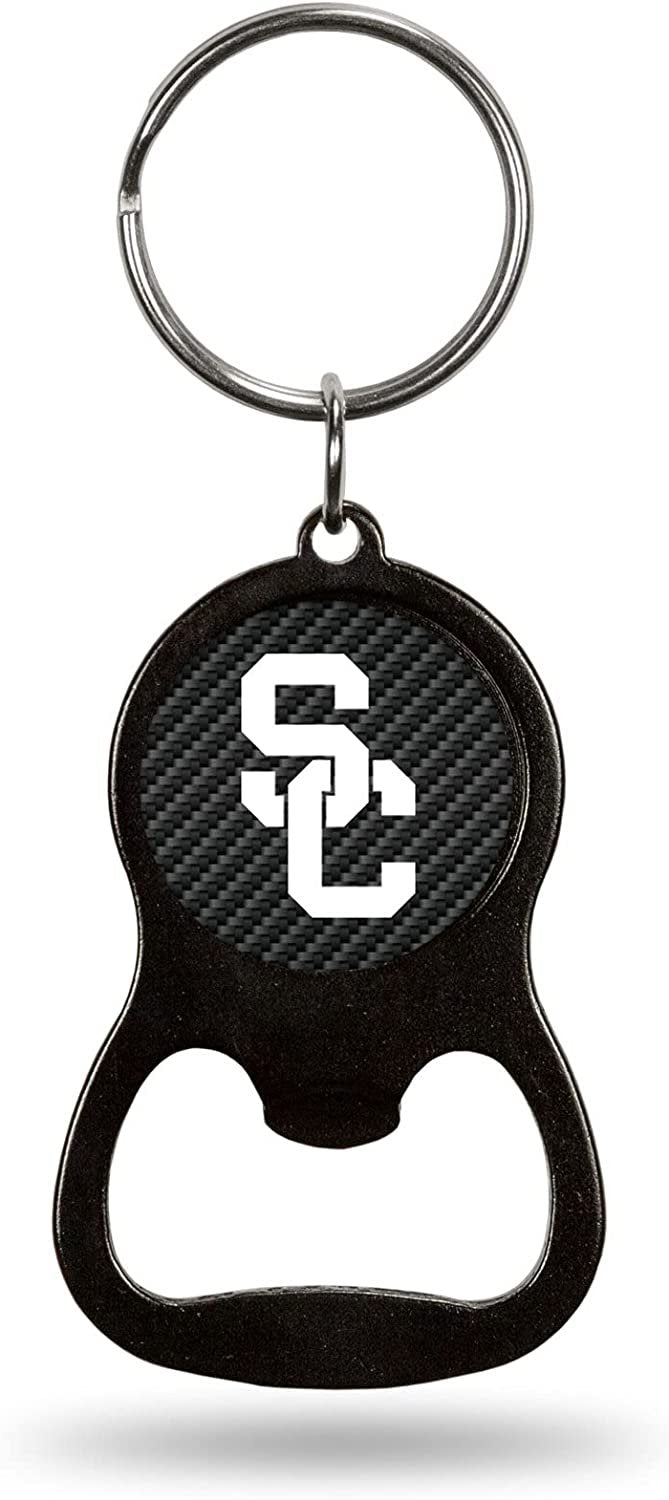 University of Southern California USC Trojans Keychain Bottle Opener Carbon Fiber Design Metal