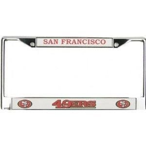 Rico Industries NFL Football San Francisco 49ers Premium License Plate Chrome Frame 12" x 6" 2