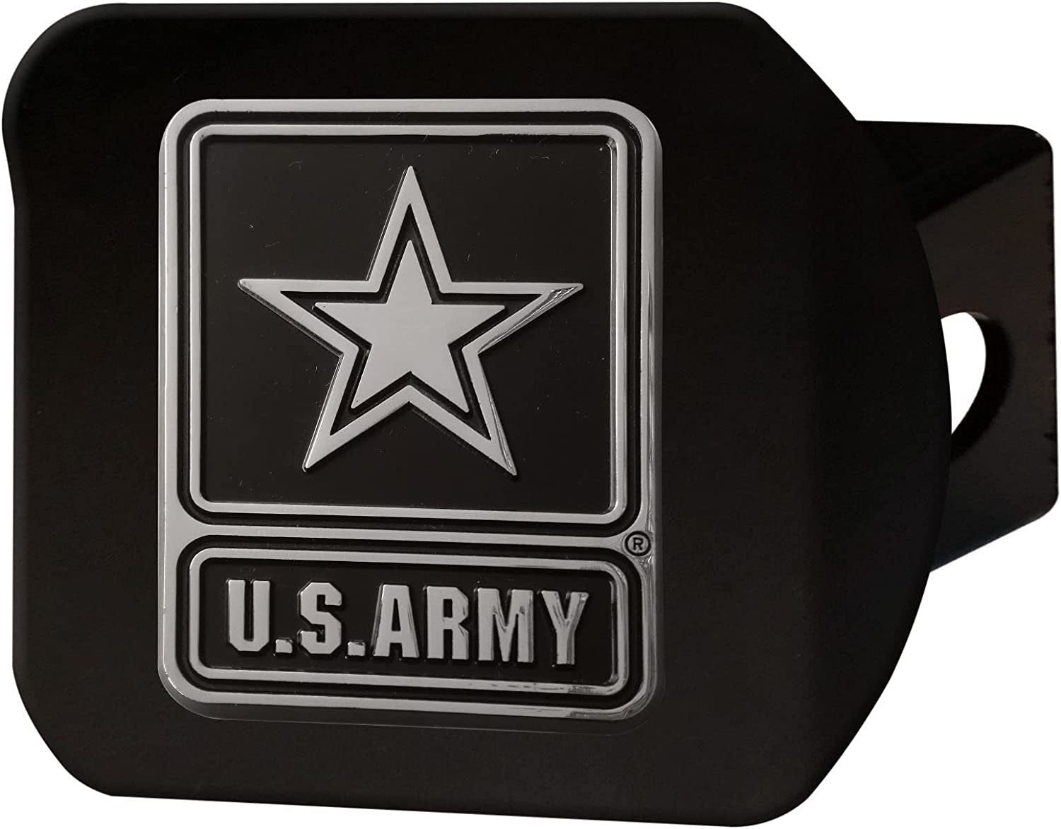 United States Army Solid Metal Hitch Cover, Black, 2" Square Type III Hitch Cover Military