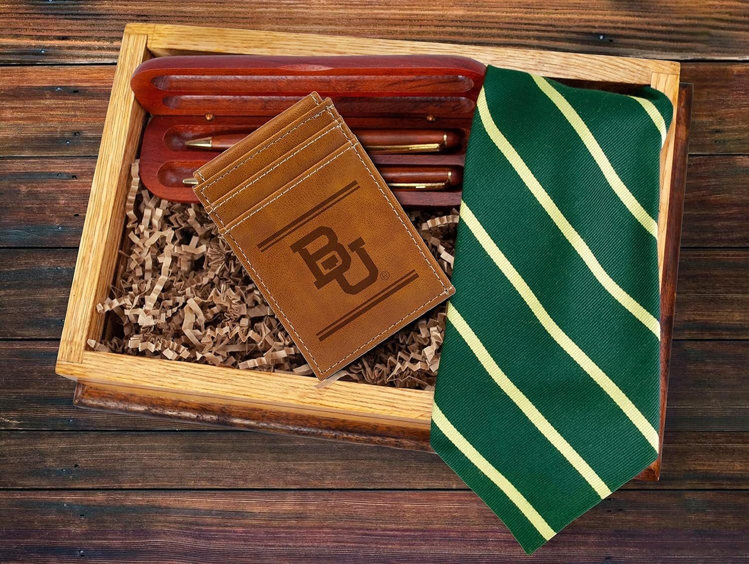 Rico Industries NCAA Baylor Bears Men’s Front ID Pocket Brown Wallet- Premium 8 Pocket Laser-Engraved Team Logo on Vegan Leather- Minimalist Design, Credit Card Holder- Ideal for Travel or Men’s Gift 4
