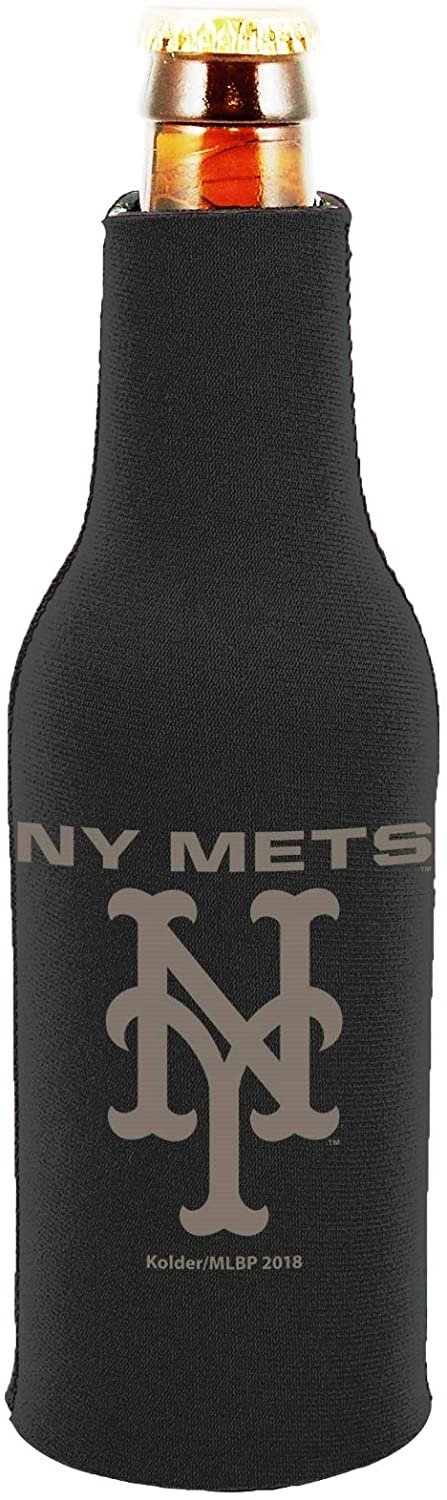 New York Mets 2-Pack Tonal Black Design Zipper Bottle Neoprene Beverage Insulator Holder Baseball 1